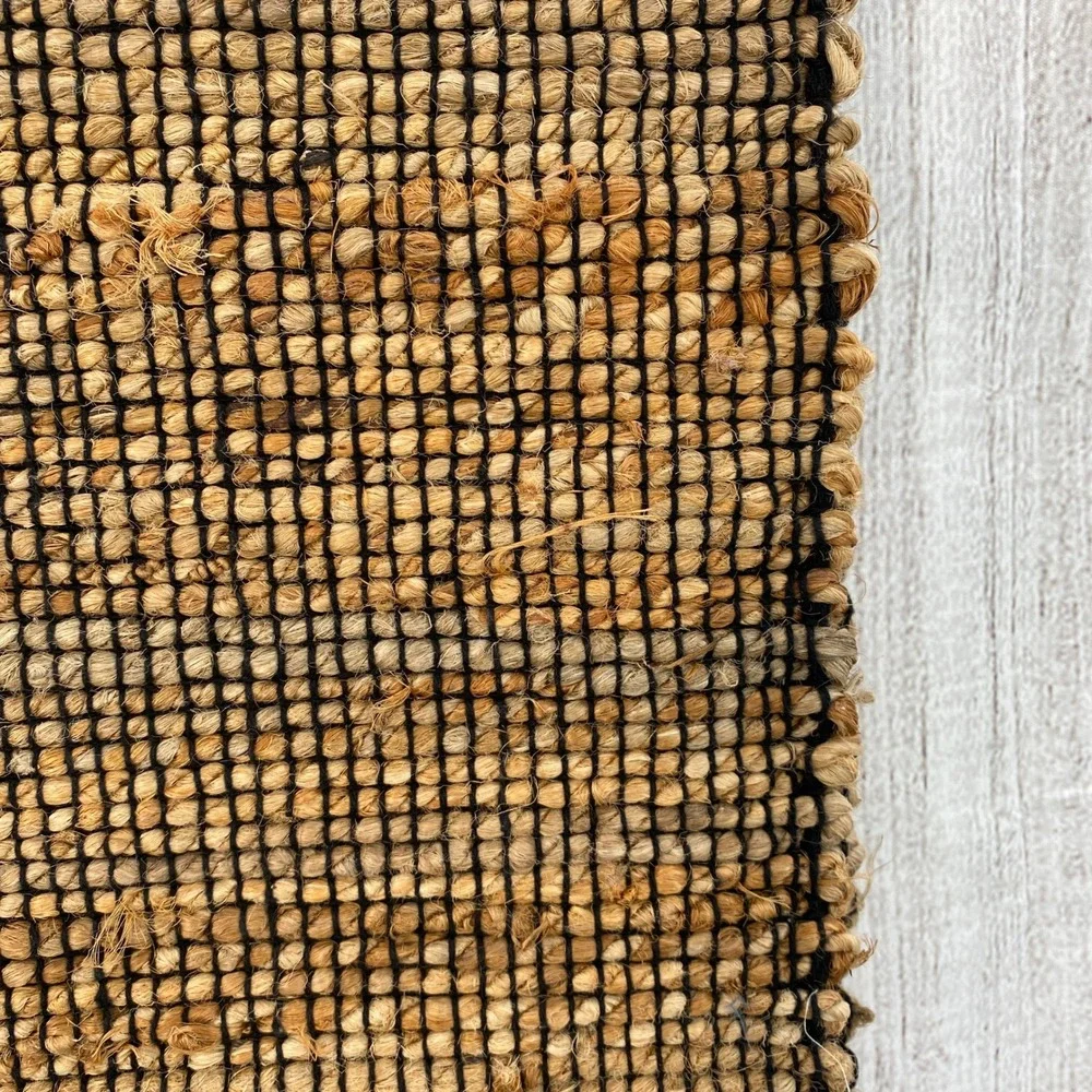 Rachel Zoe Table Runner 14x72 Tan Black Jute Woven Bat Tassels Halloween Boho